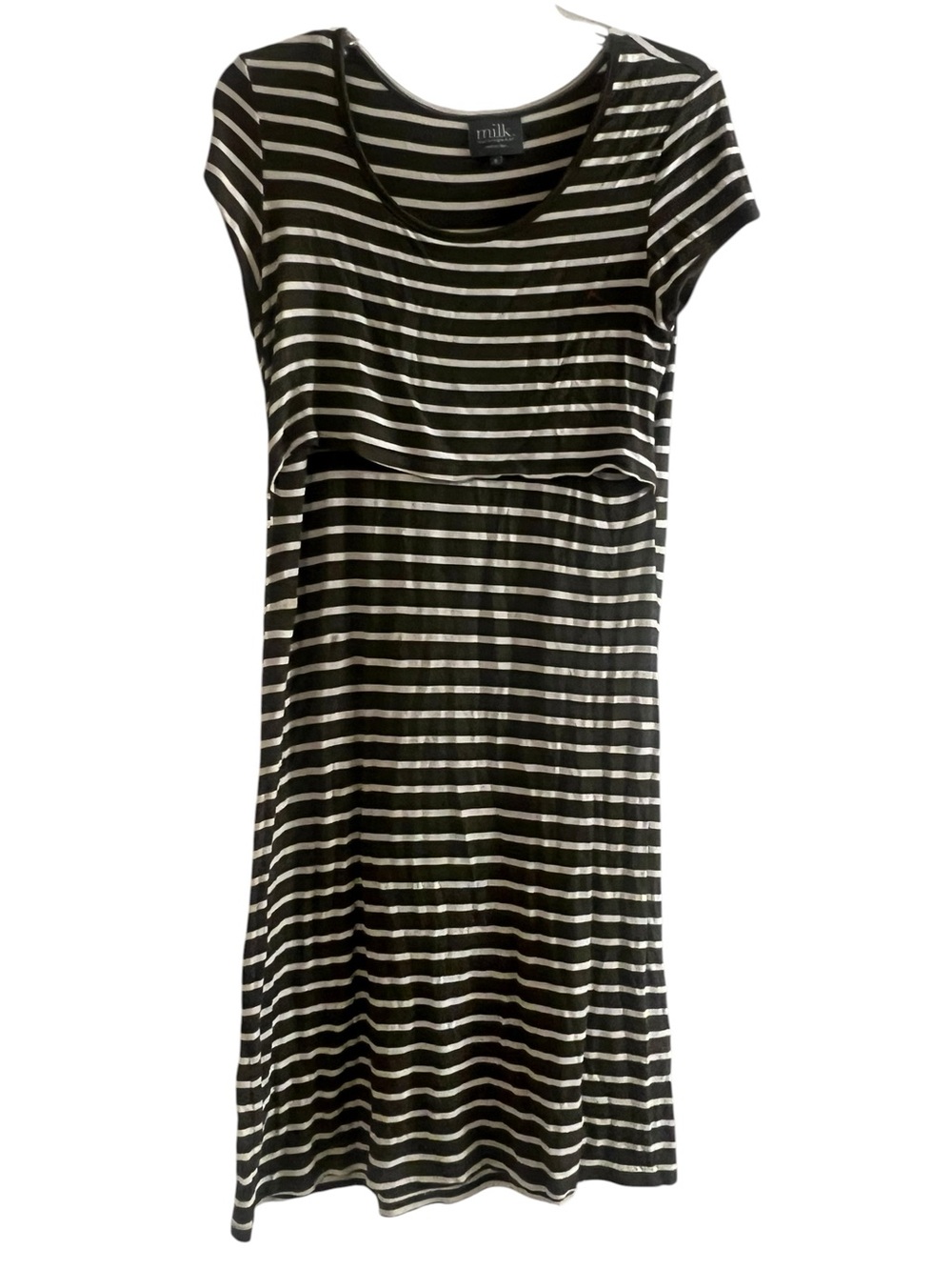 Milk Nursing Maternity Striped Black and White Dress